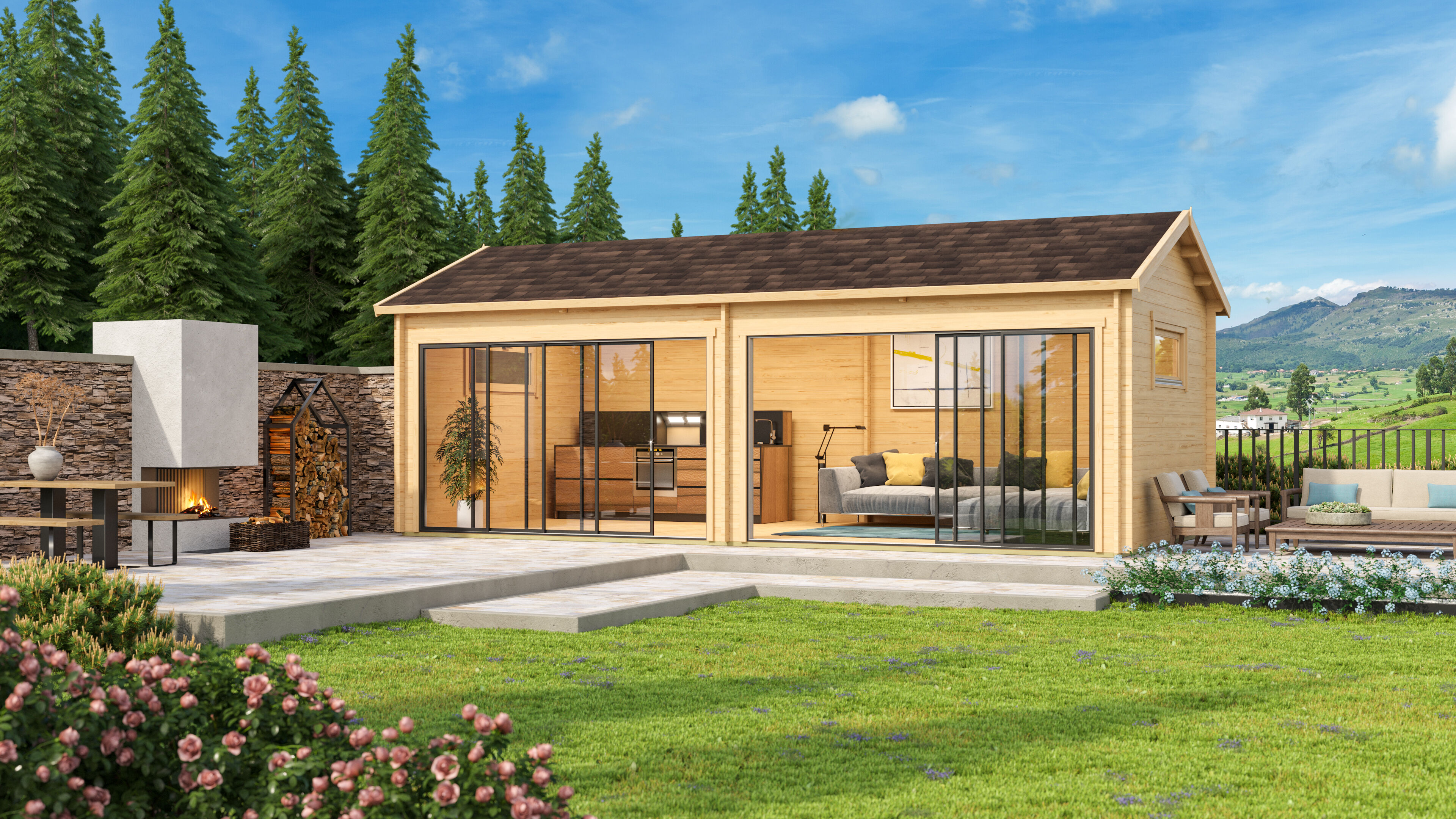 Fjordholz Holzgartenhaus Alu Concept Jara 44 B | 6x4m
