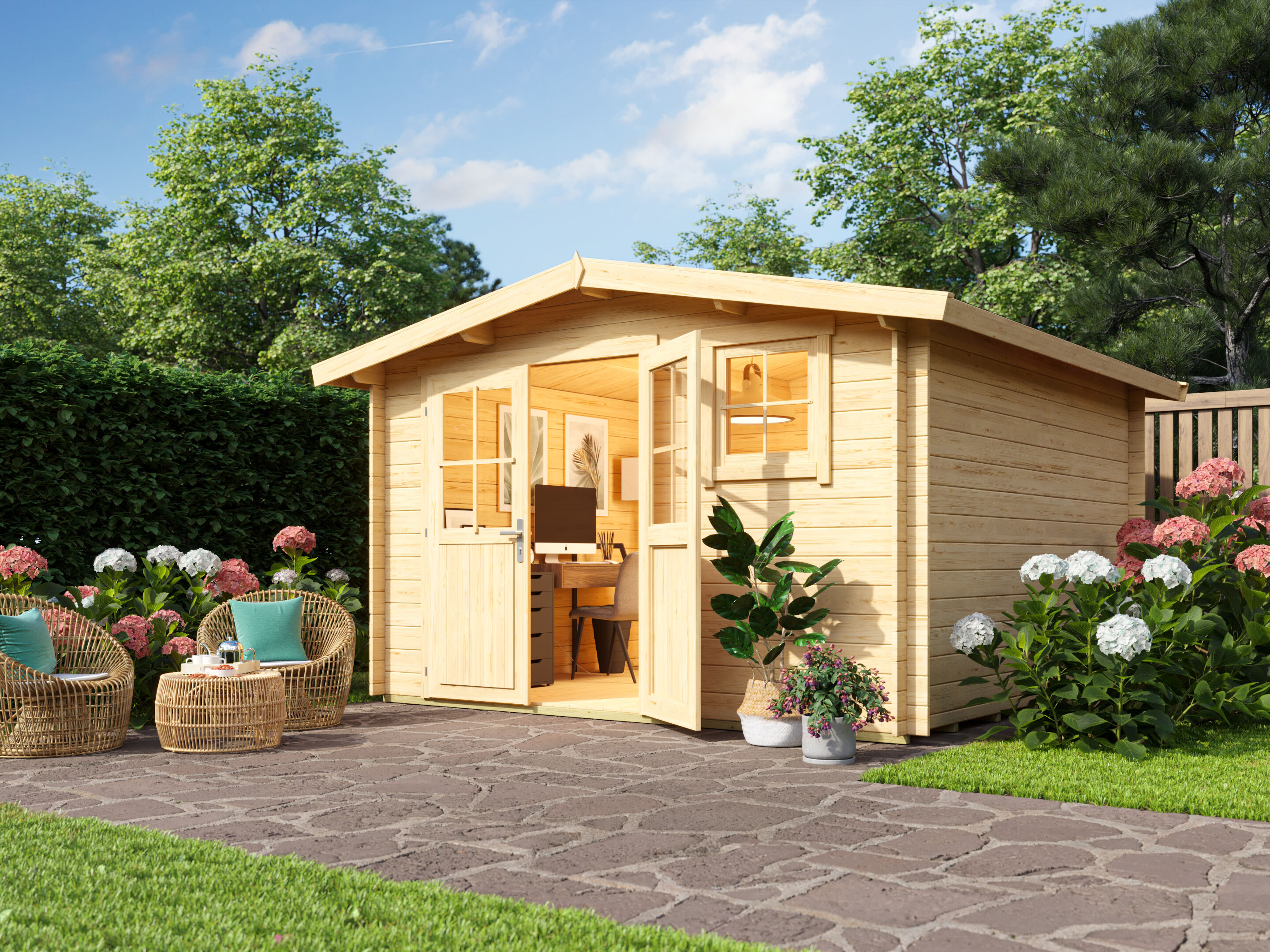 Fjordholz Satteldach Holzgartenhaus Modell Eliza 5F | 3x3m