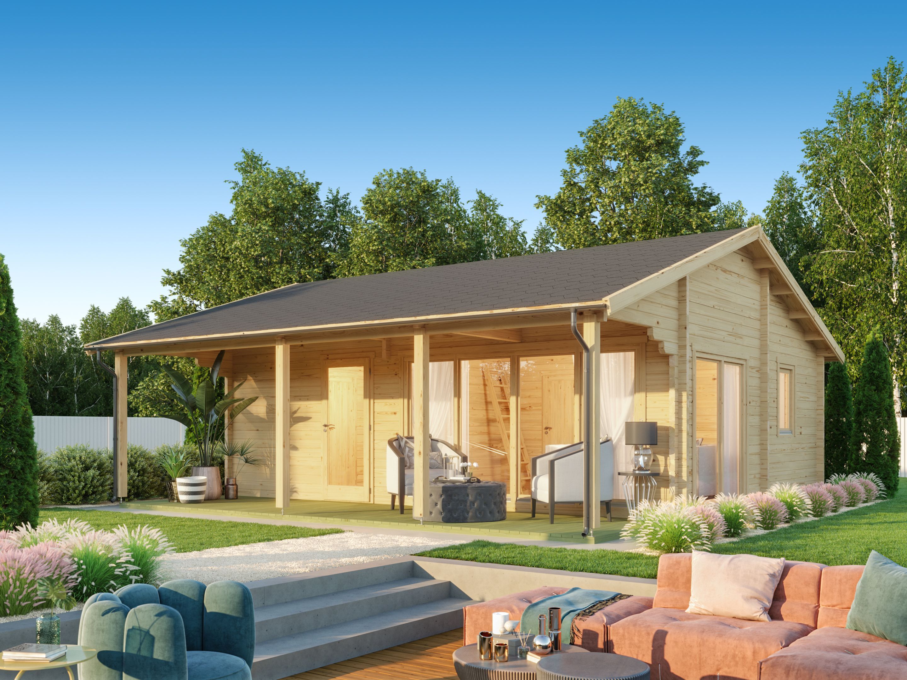 Fjordholz Satteldach Holzgartenhaus Modell Mikka 70 B | 8x6m