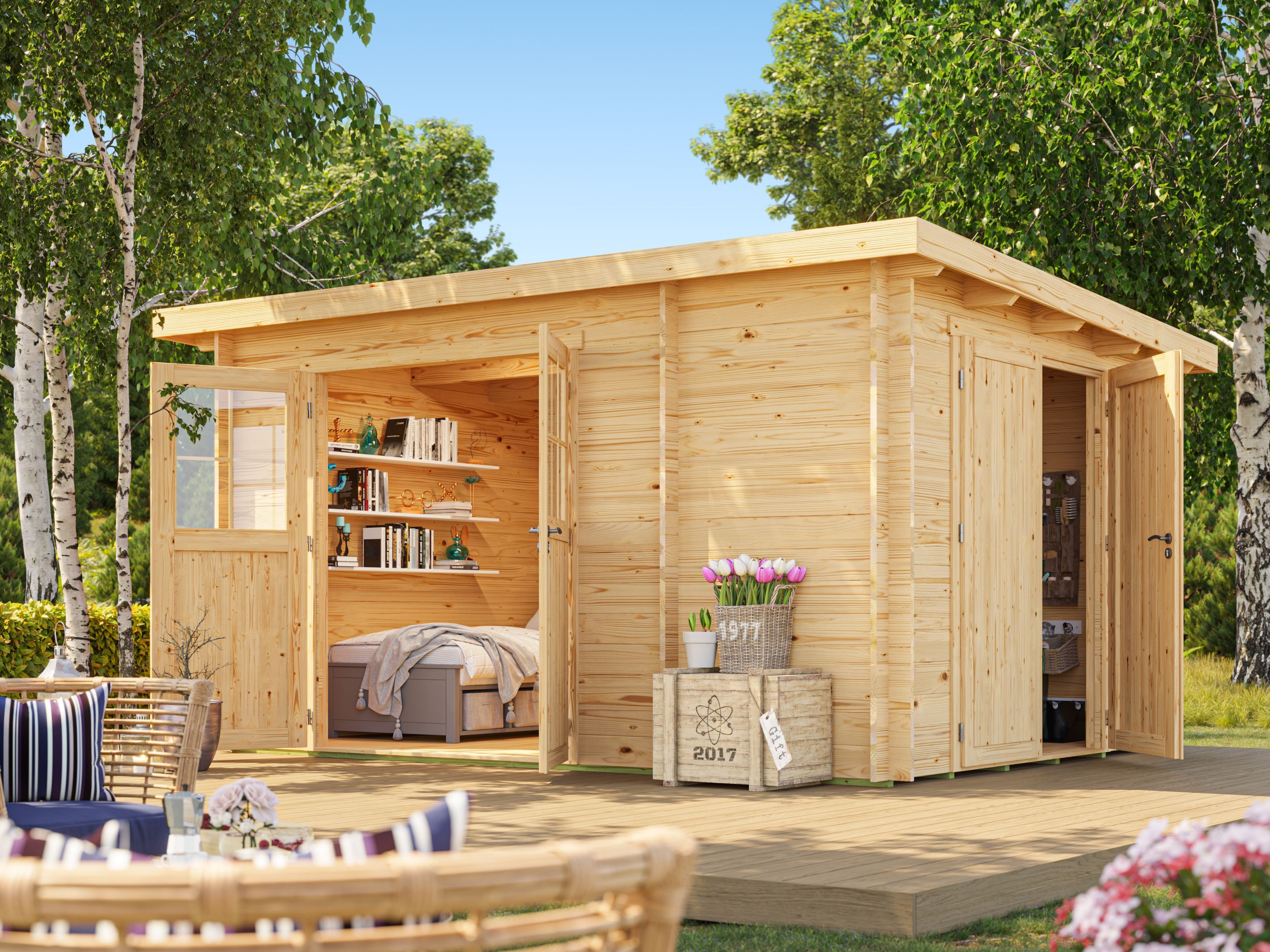 Fjordholz Pultdach Holzgartenhaus Modell Ezra 3L | 4x3m