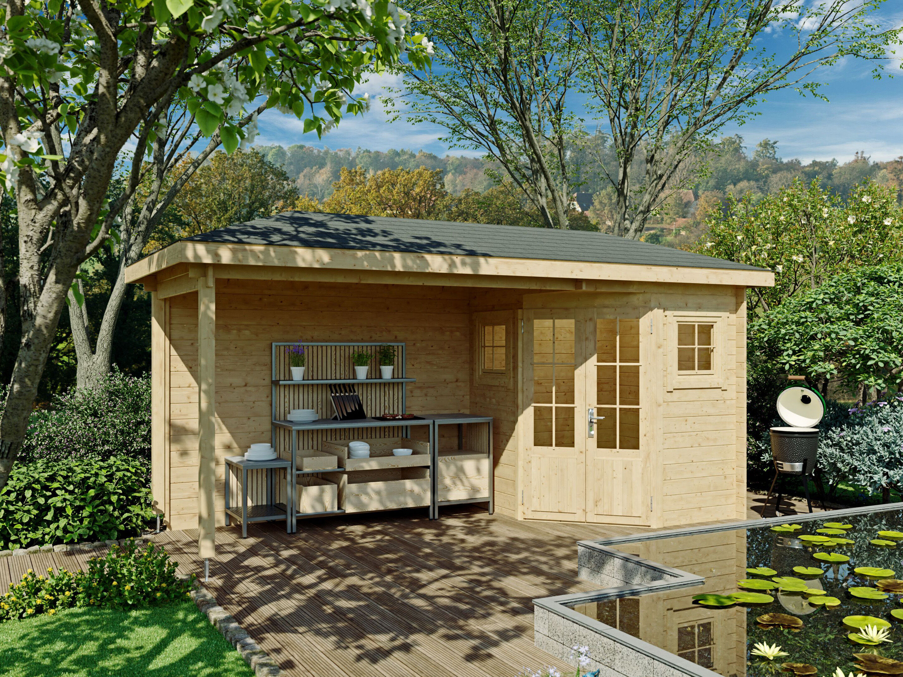 Fjordholz 5-Eck Holzgartenhaus Modell Evelyn 1C | 5x3m