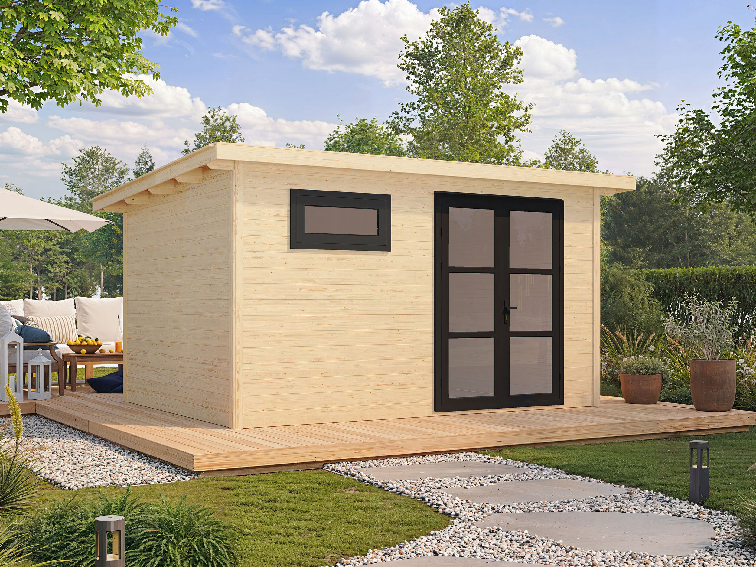 Fjordholz Holzgartenhaus Modell Alu Line 28-D | 4x3m