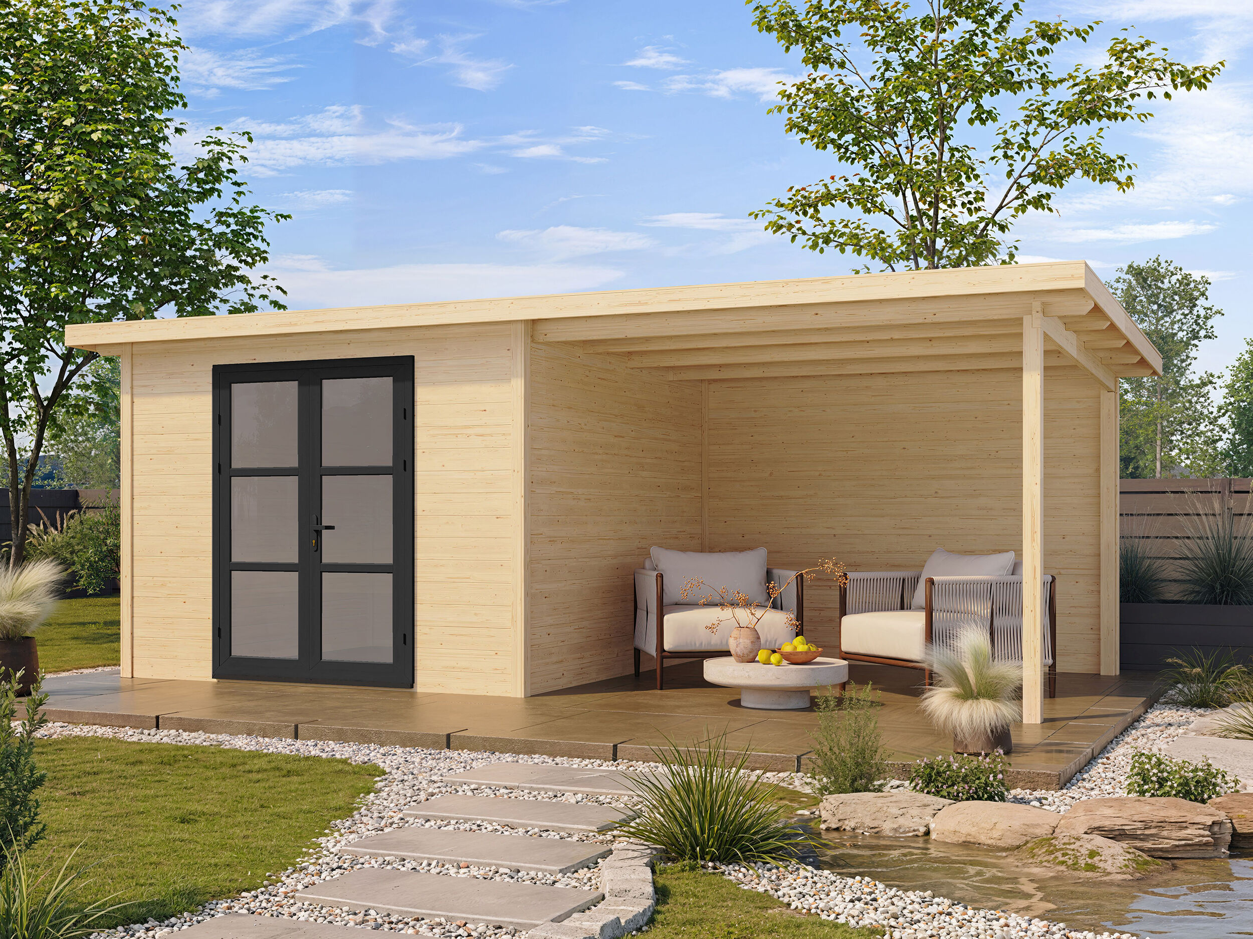 Fjordholz Holzgartenhaus Modell Alu Line 28-C | 3x3m