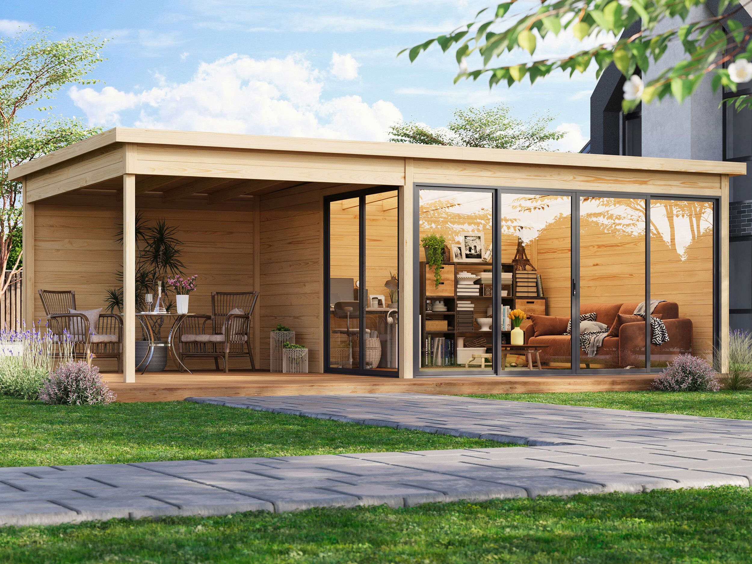 Fjordholz Holzgartenhaus Modell Office IsoSlide 4 SD | 7x4m