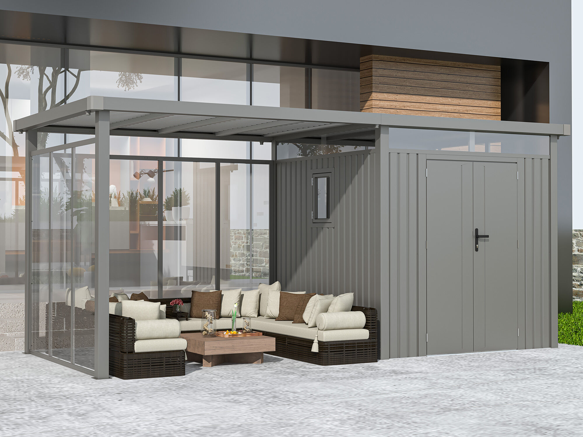 Metall Gerätehaus Modell Style 4,45 m² Spar-Set 5 | 4x3m