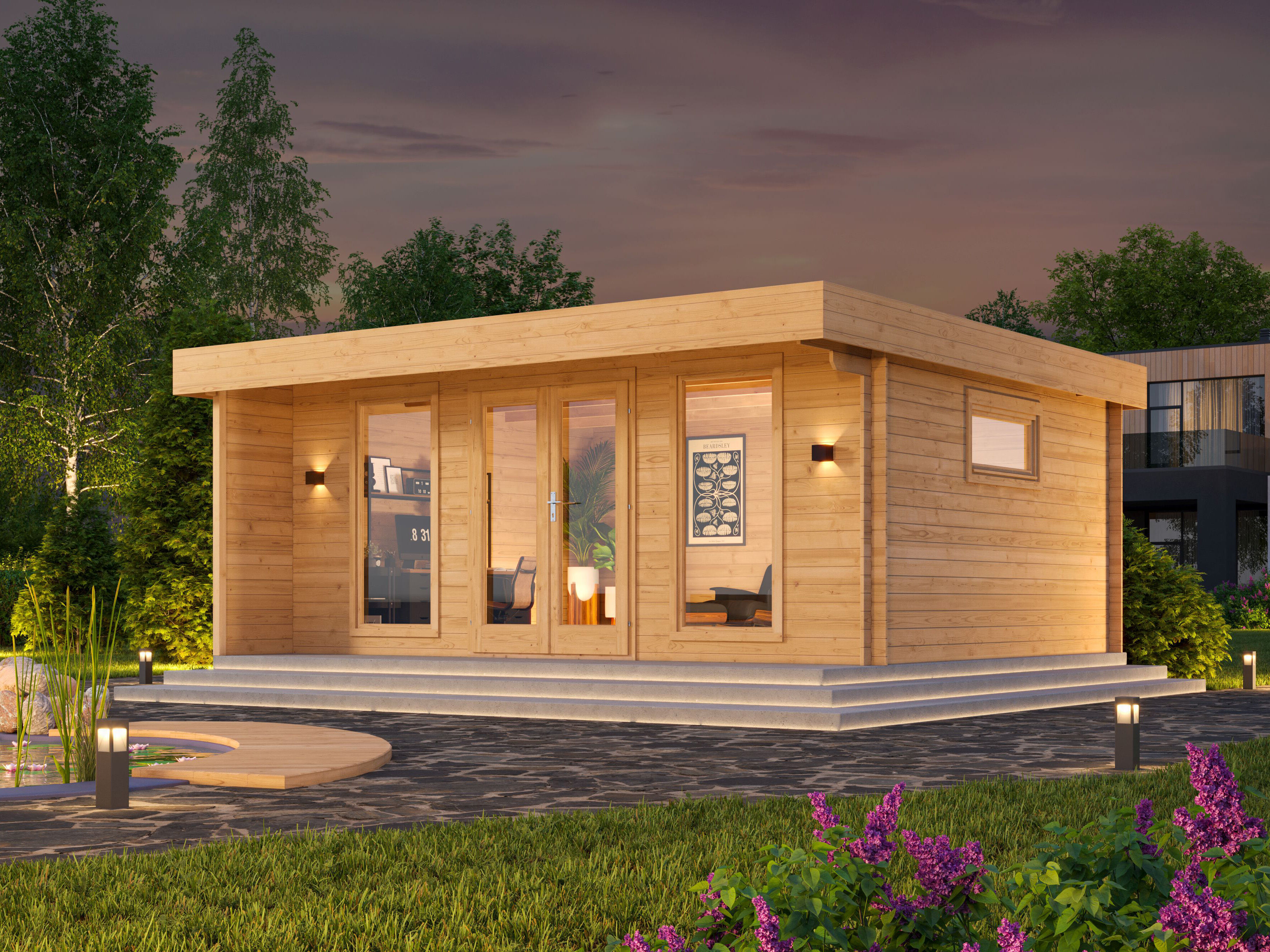 Modernes Fjordholz Holzgartenhaus mit Flachdach Modell | 7x4m