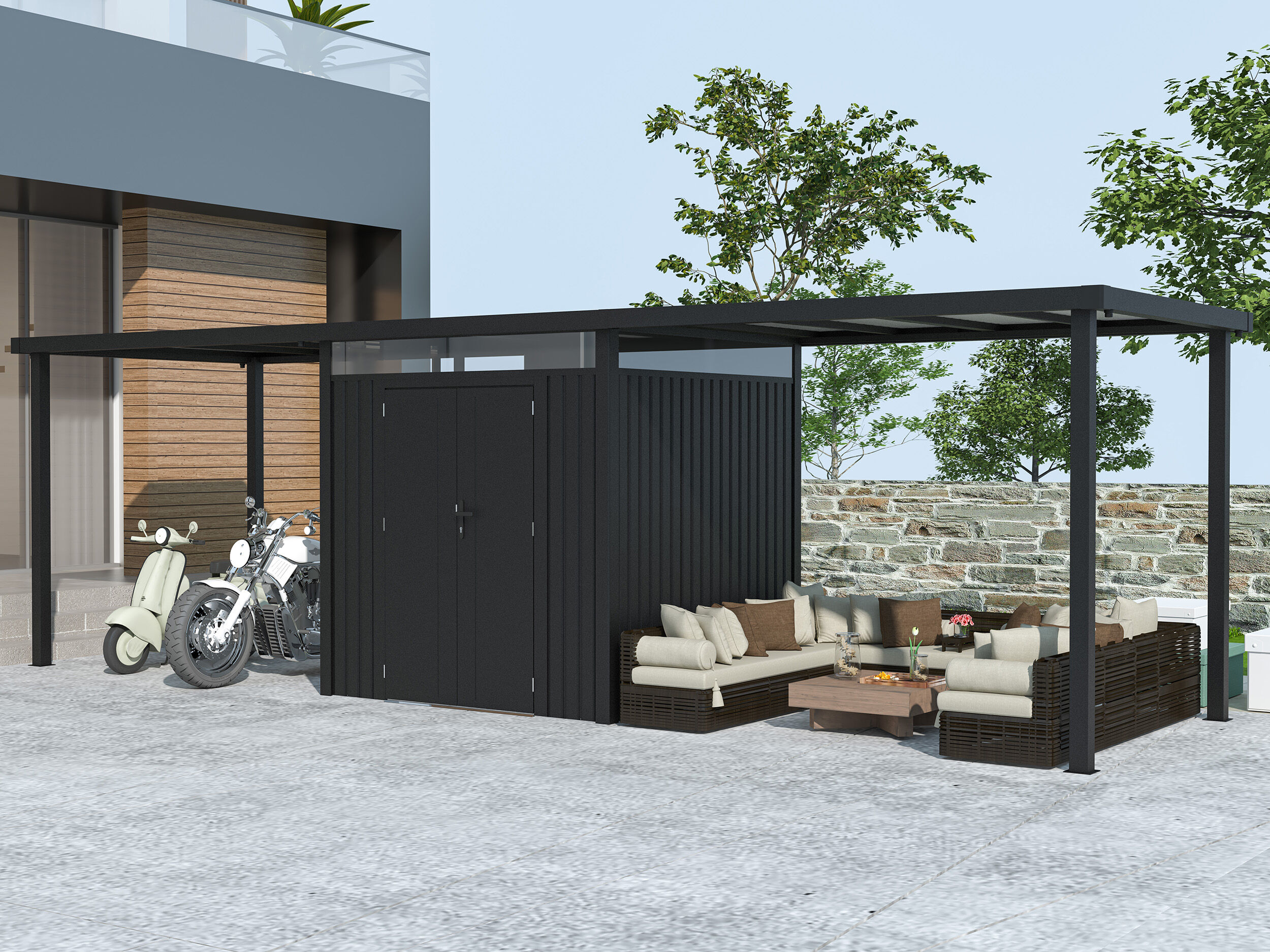 Metall Gerätehaus Modell Style 4,45 m² Spar-Set 3 | 4x3m