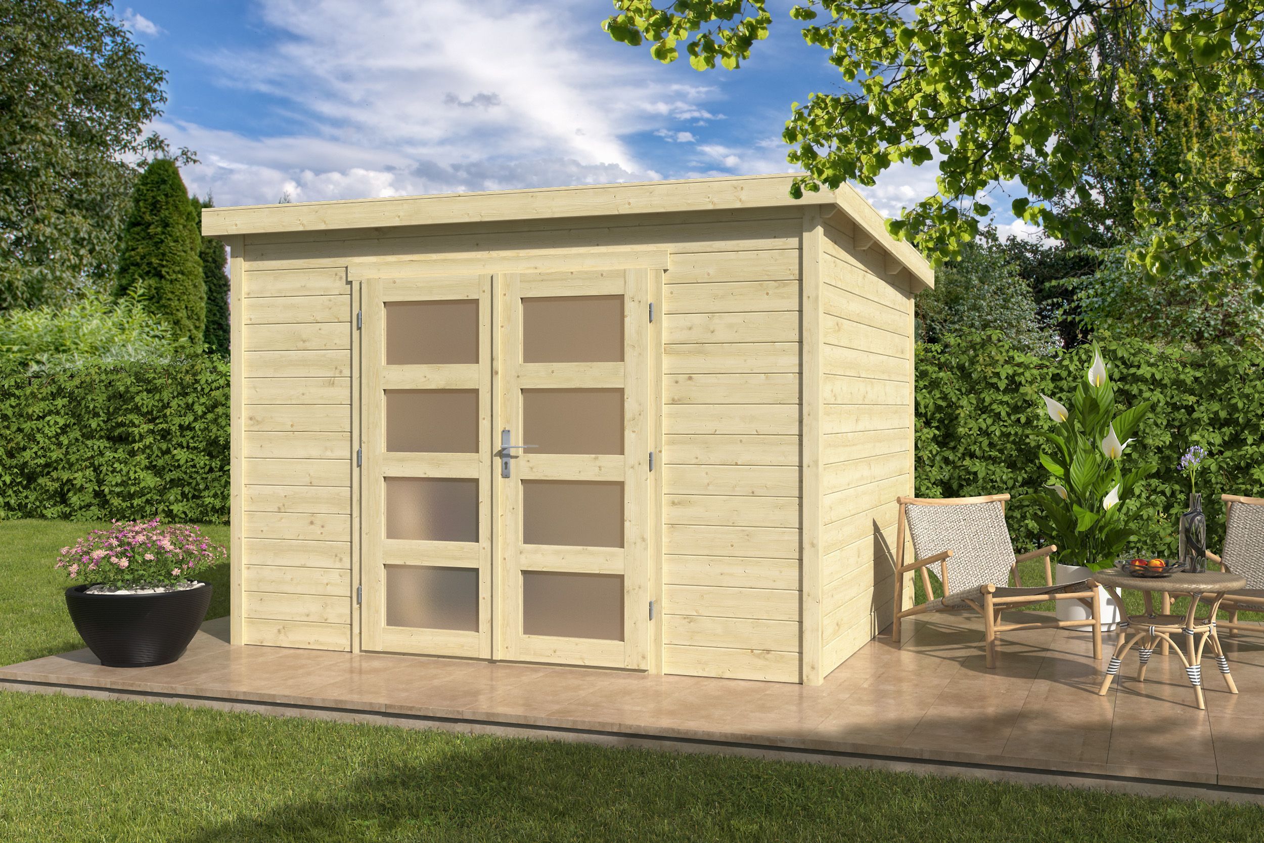 Pultdach Holzgartenhaus Modell Ella 28-B | 3x2m