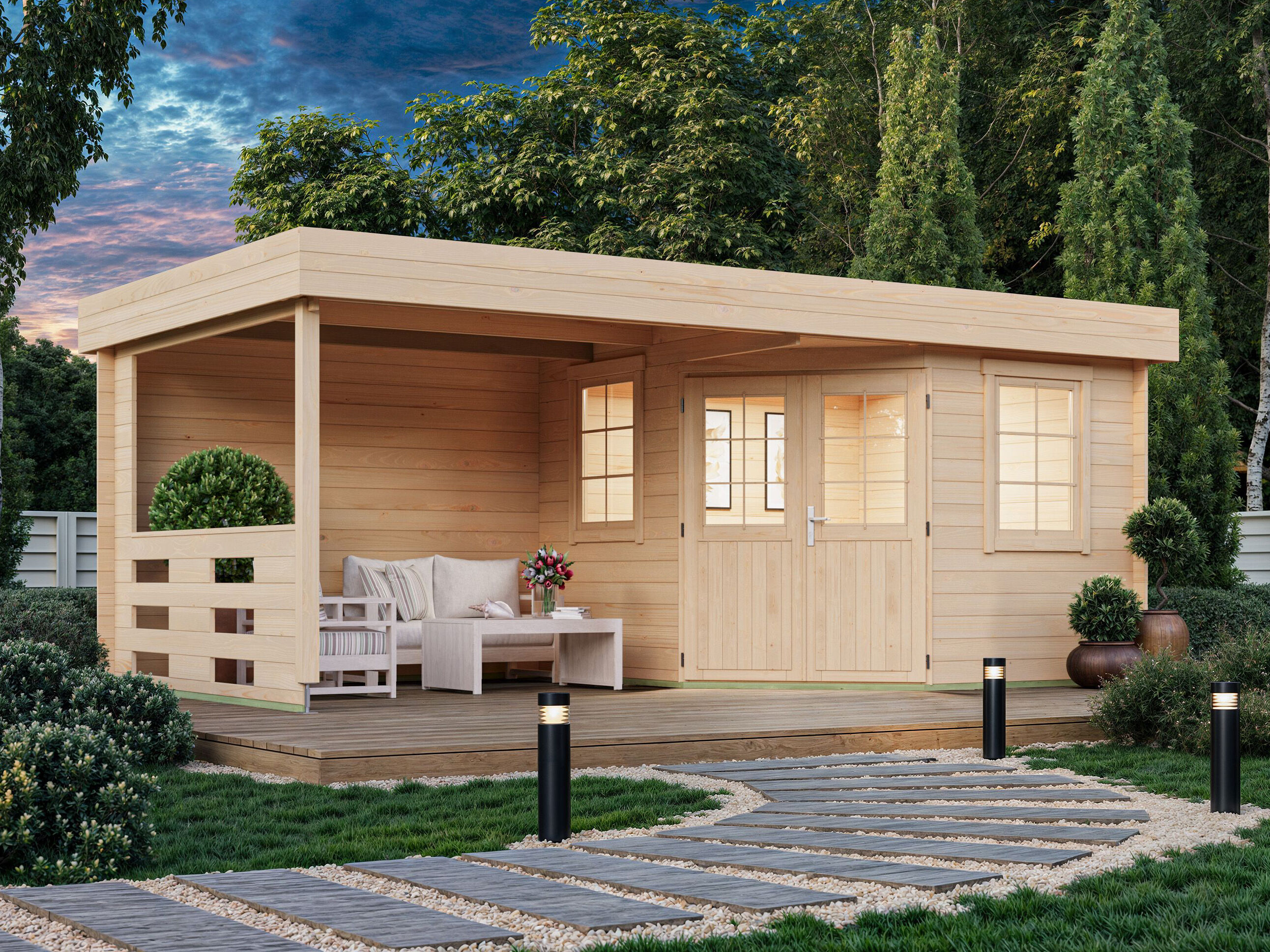 Fjordholz 5-Eck Holzgartenhaus Modell Hanno 28 | 5x3m