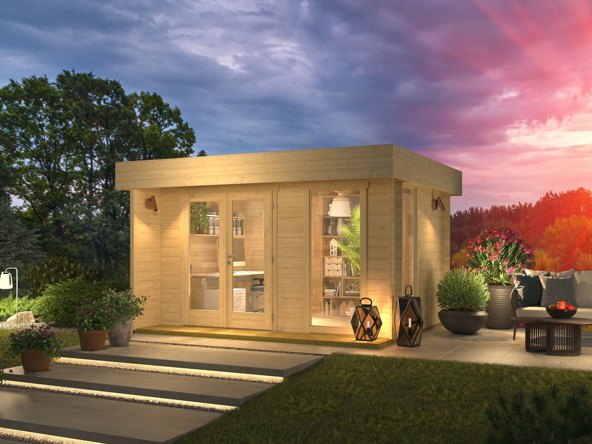 Fjordholz Holzgartenhaus mit Flachdach Modell Kubi Min | 4x3m