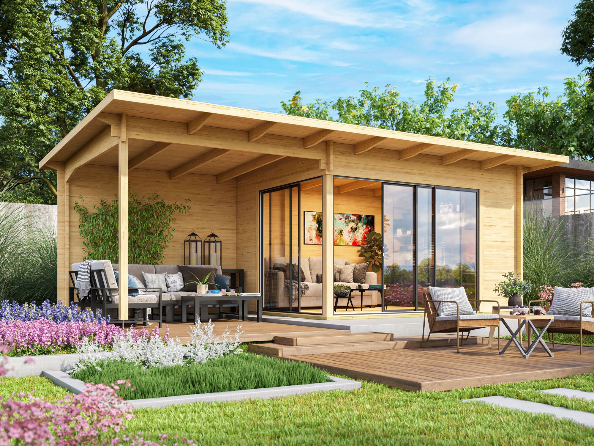 Fjordholz Holzgartenhaus Modell Starla 70 D Premium | 8x4m