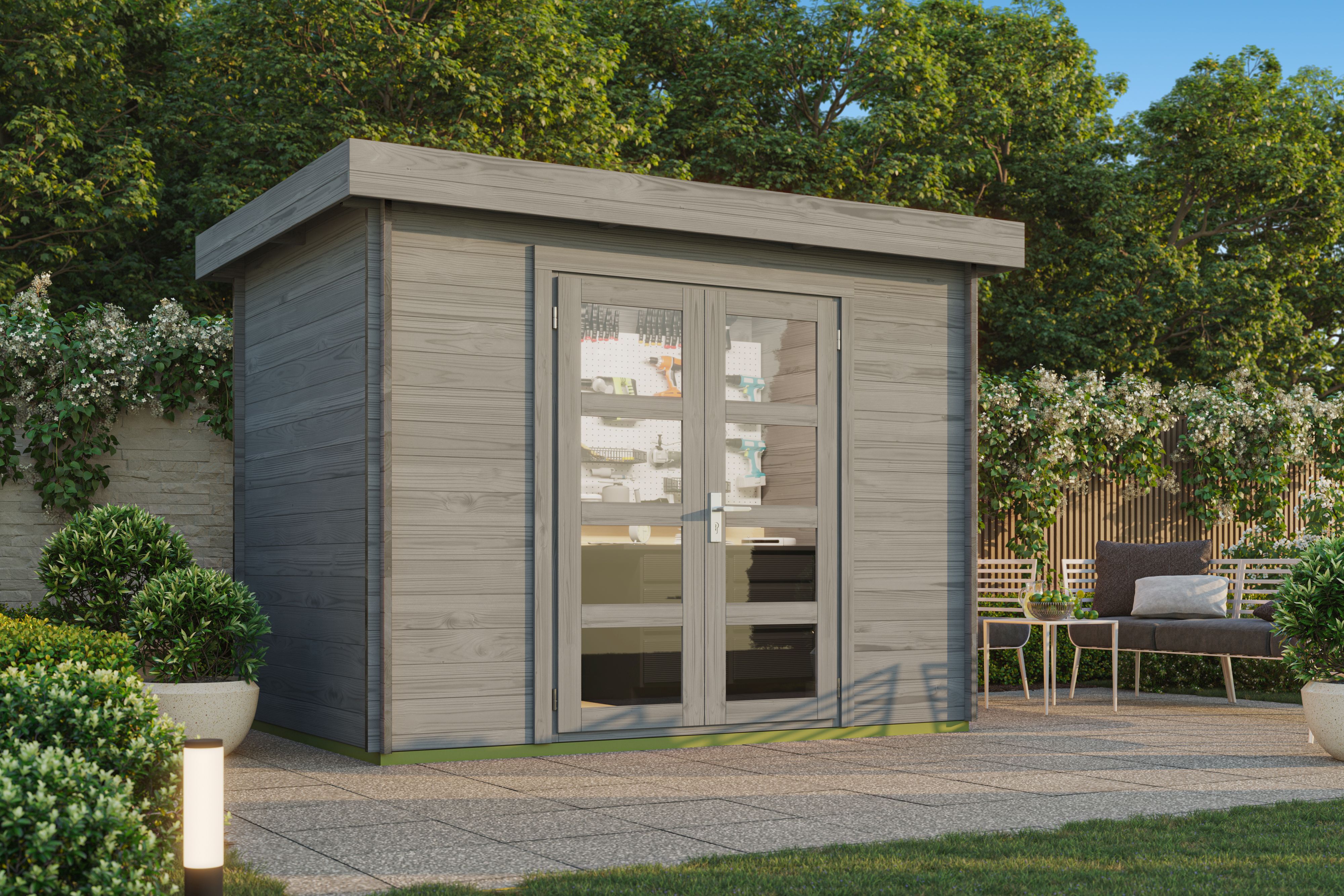 Fjordholz Flachdach Holzgartenhaus Modell Chris 28 | 3x2m