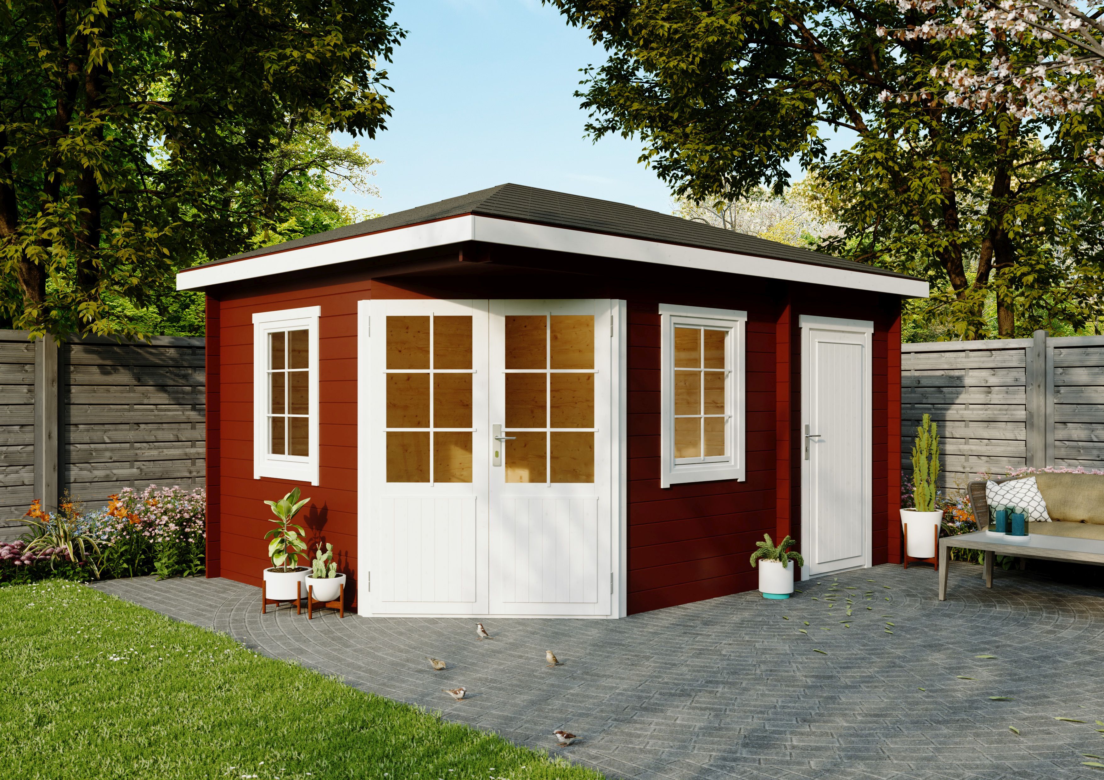 Fjordholz 5-Eck Holzgartenhaus Modell Evelyn 3D | 3x3m