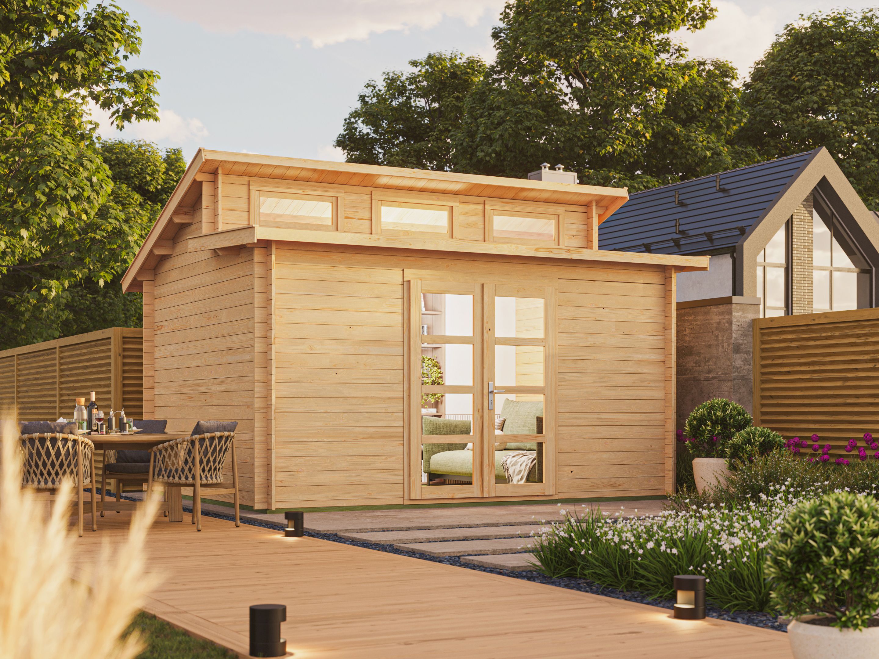 Fjordholz Pultdach Holzgartenhaus Modell Aktiva-28 B | 4x3m