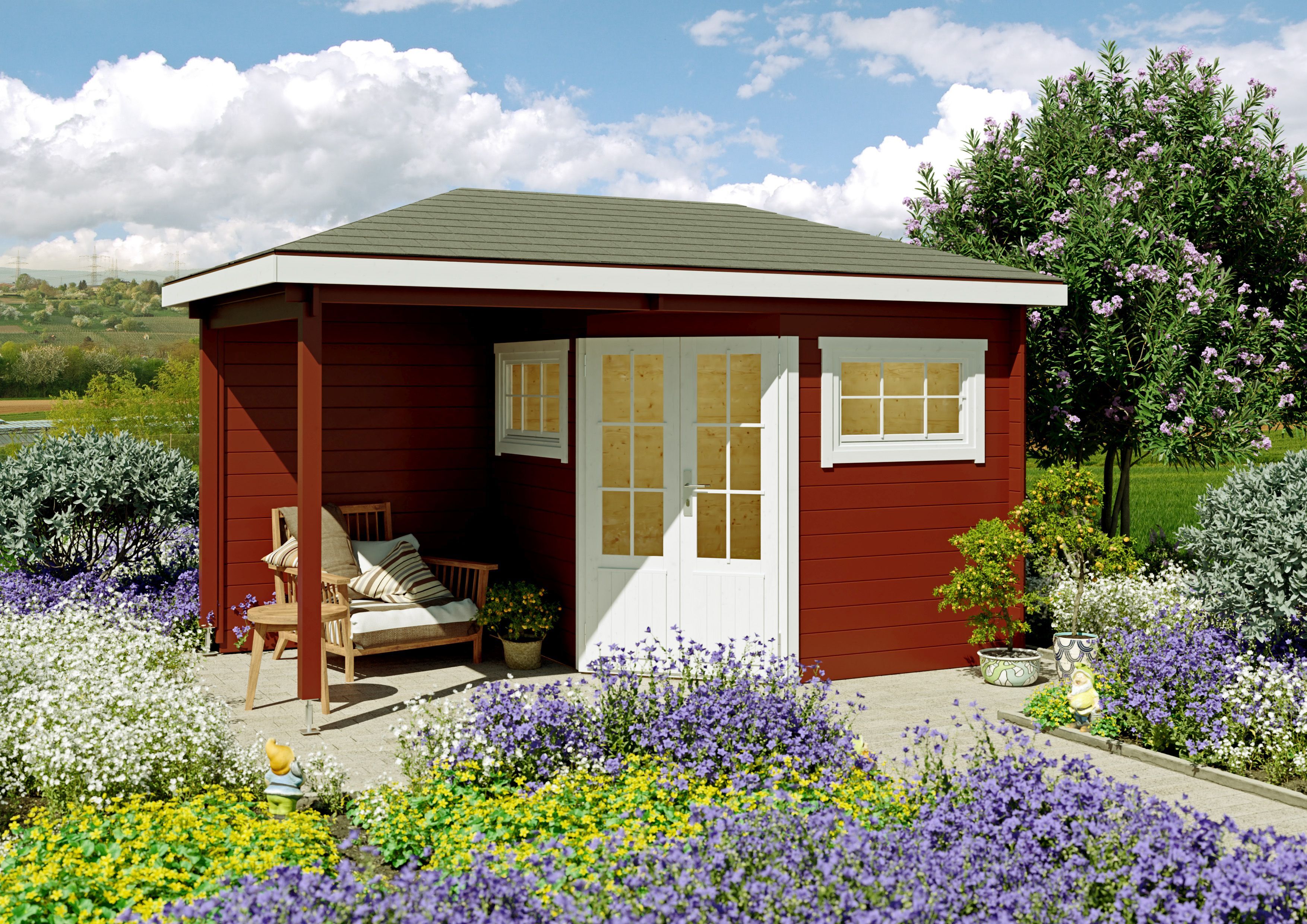 Fjordholz 5-Eck Holzgartenhaus Modell Evelyn 2B | 4x3m