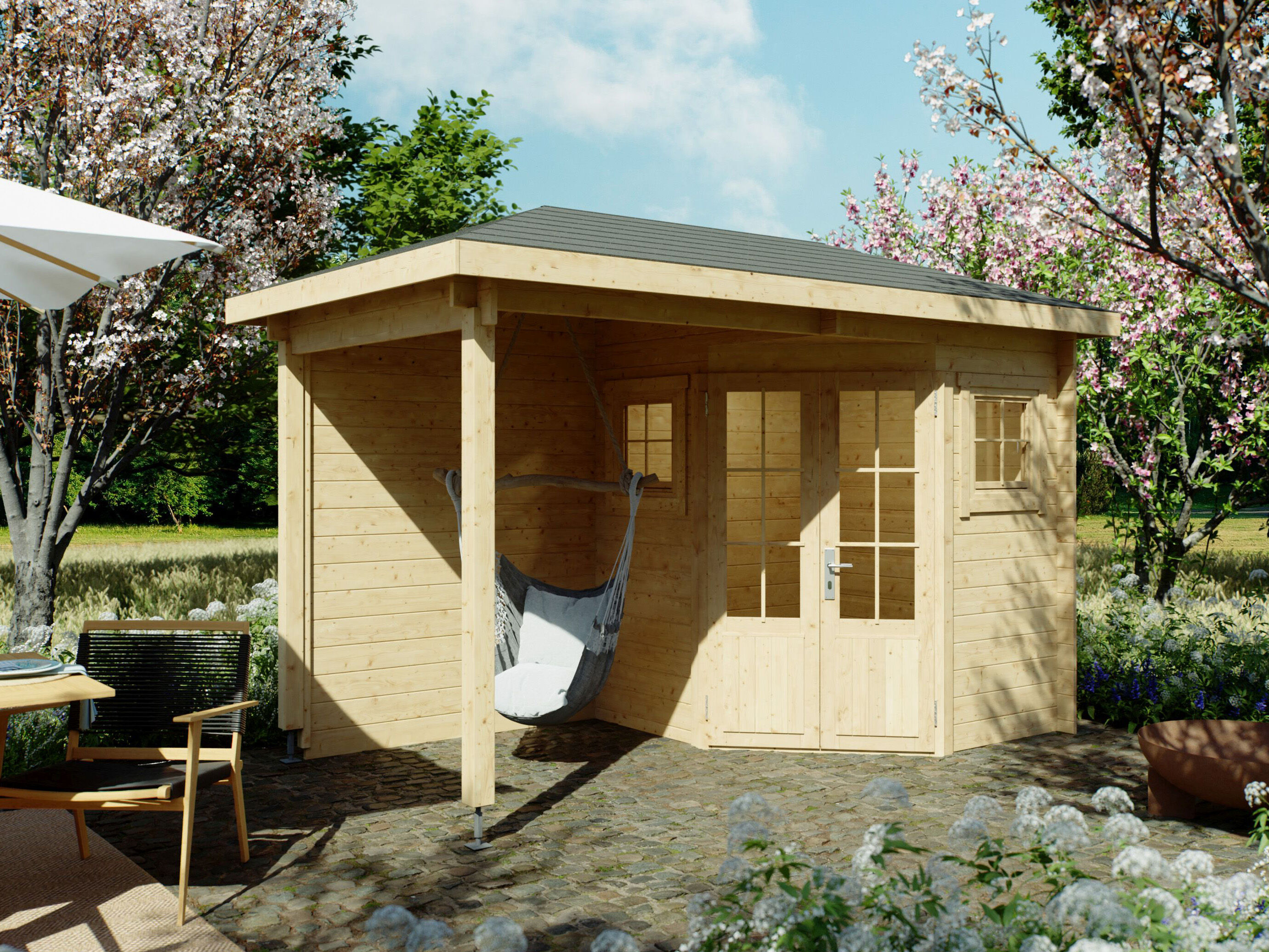 Fjordholz 5-Eck Holzgartenhaus Modell Evelyn 1B | 6x4m