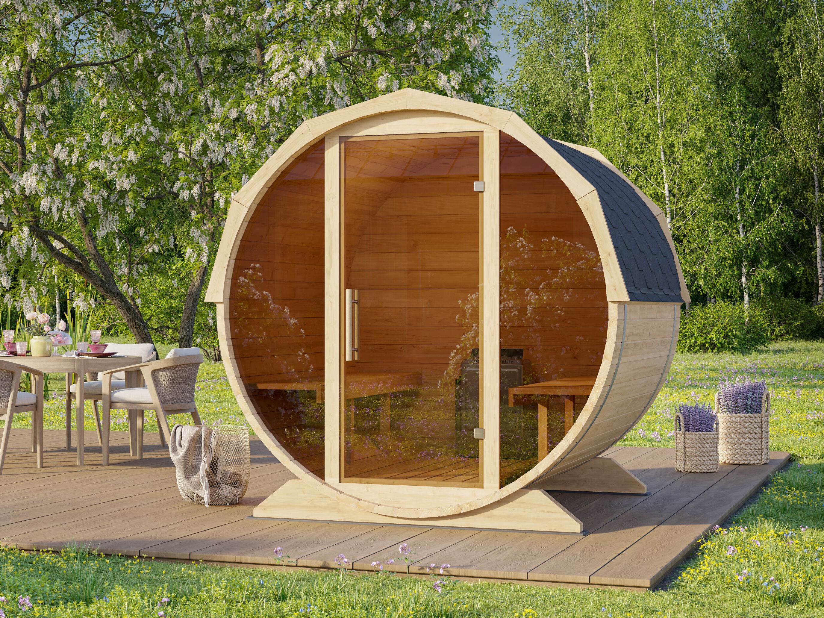 Fjordholz Fass-Sauna Modell Elina | 2x2m