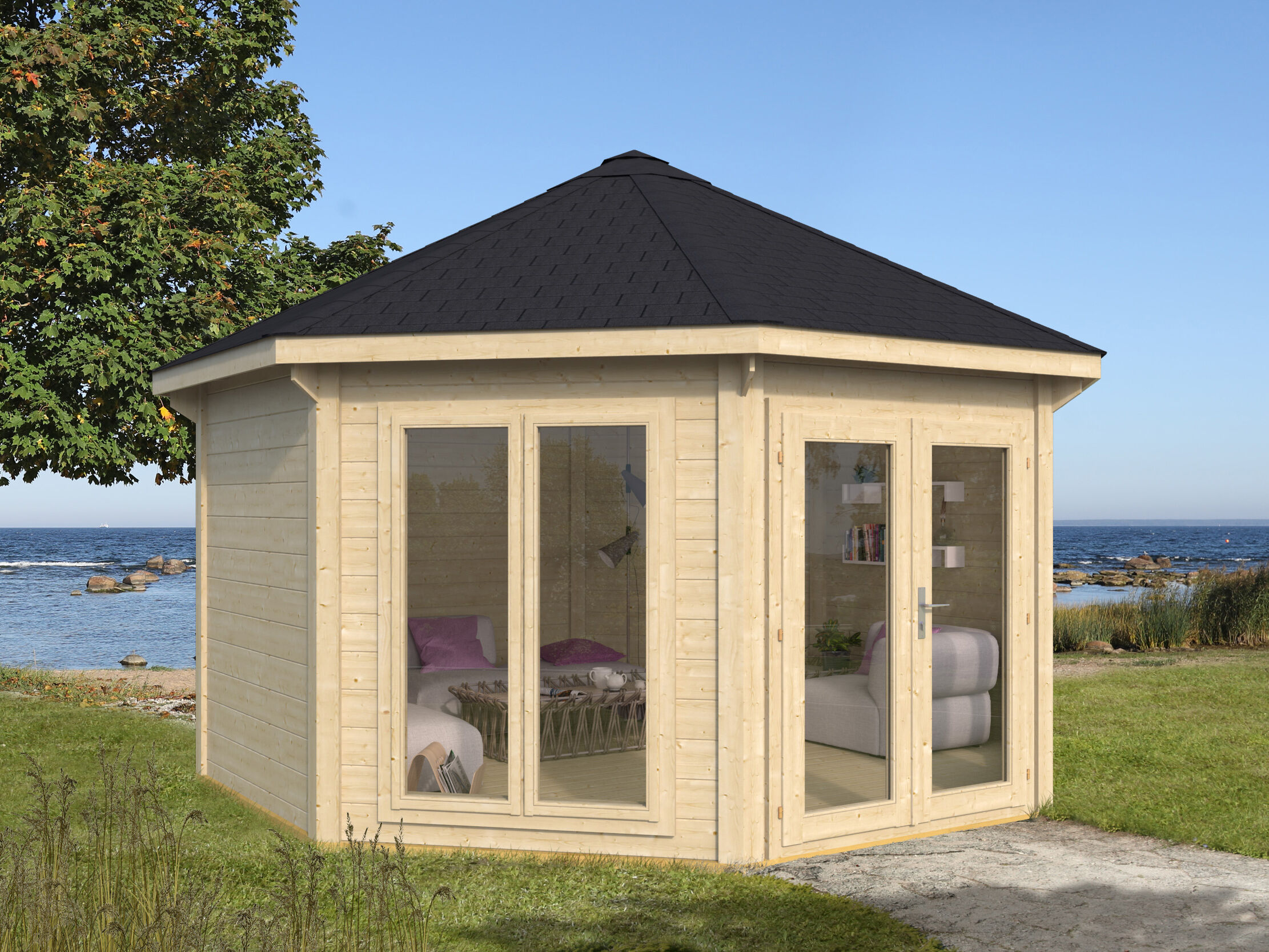 Gartenpavillon Modell Modern 12 m² mit 2 Fenstern | 4x3m