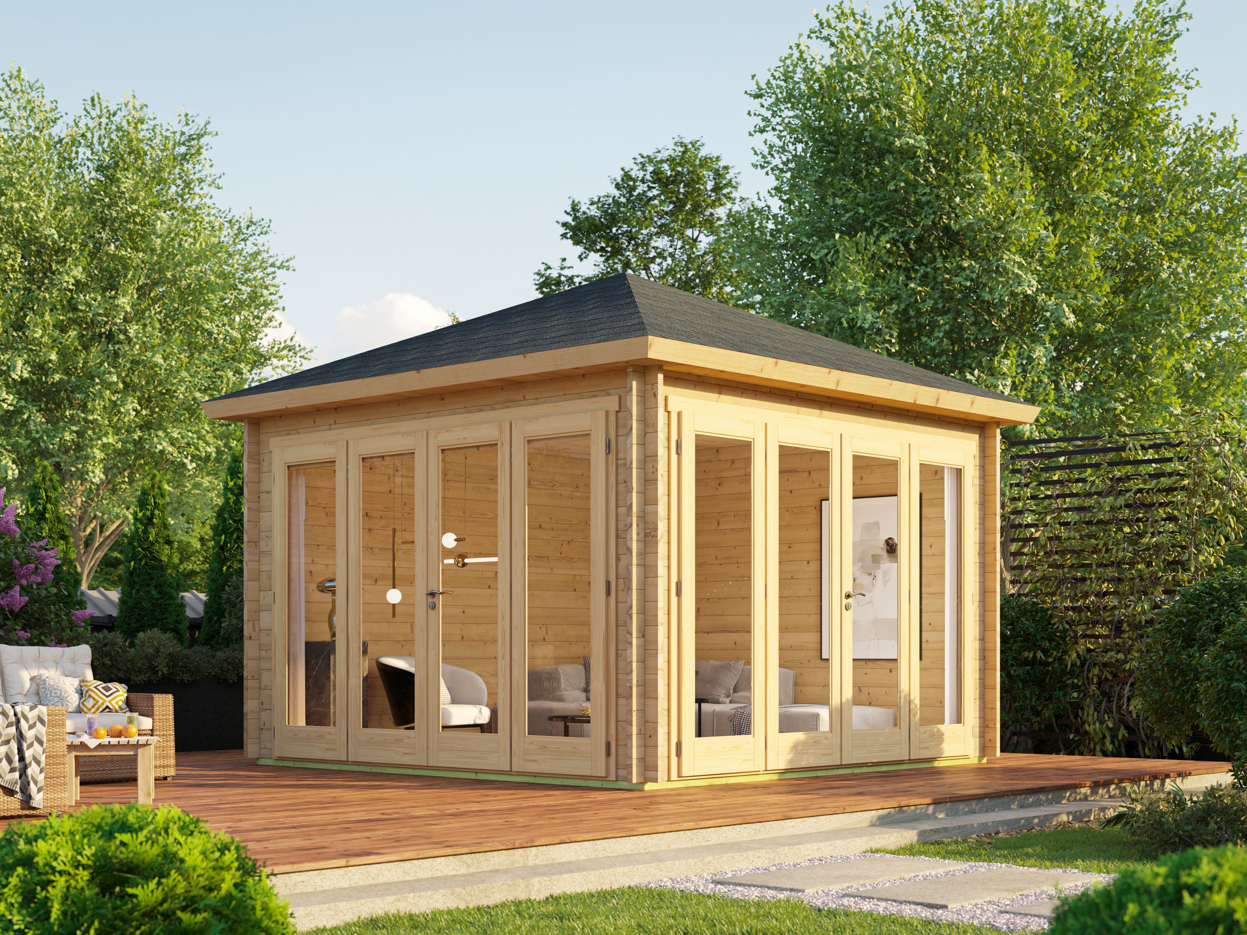 Fjordholz Gartenlounge Modell Kiano 44 G | 4x3m