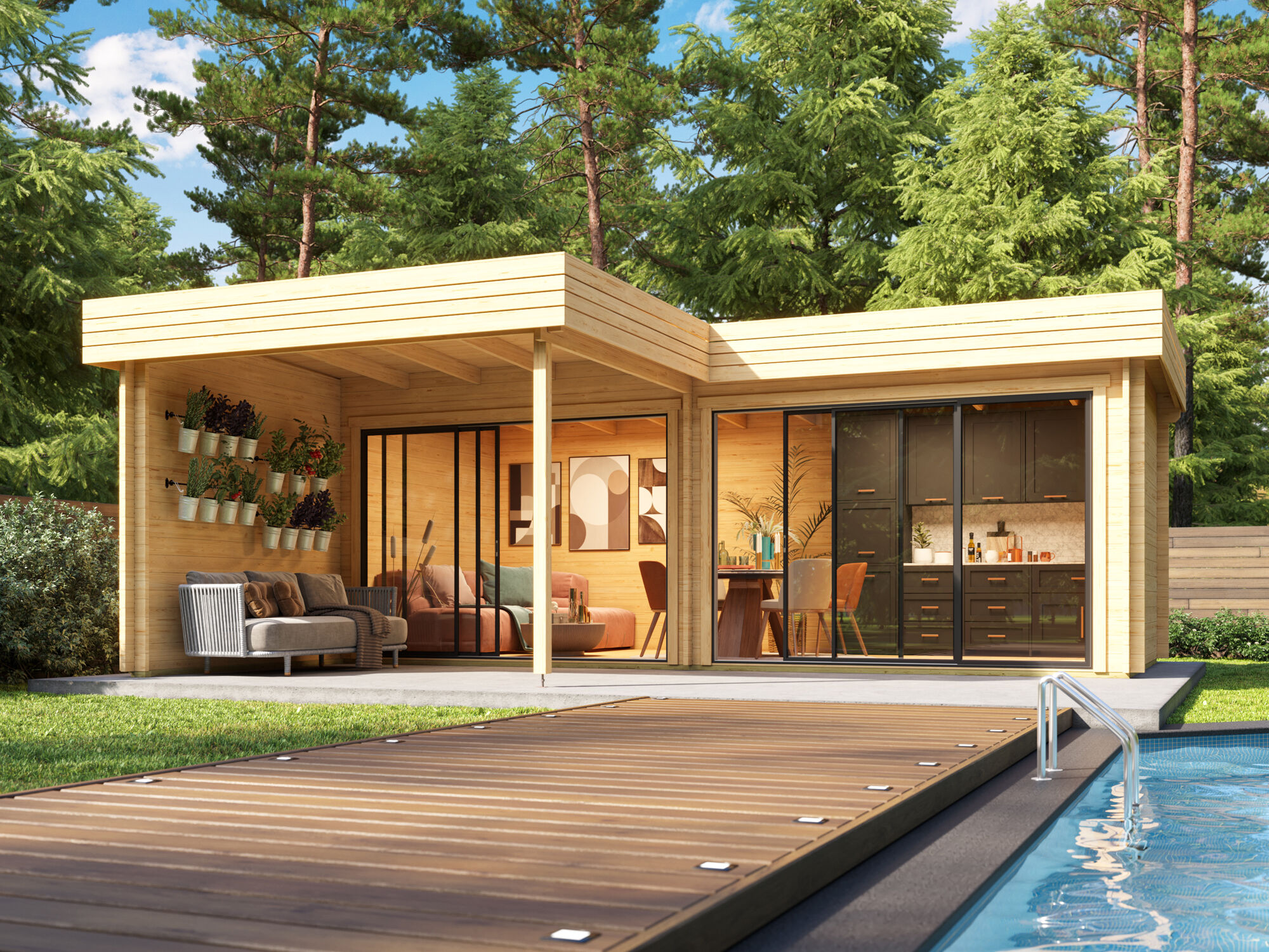 Fjordholz Holzgartenhaus Alu Concept Lasse 44 B | 7x6m