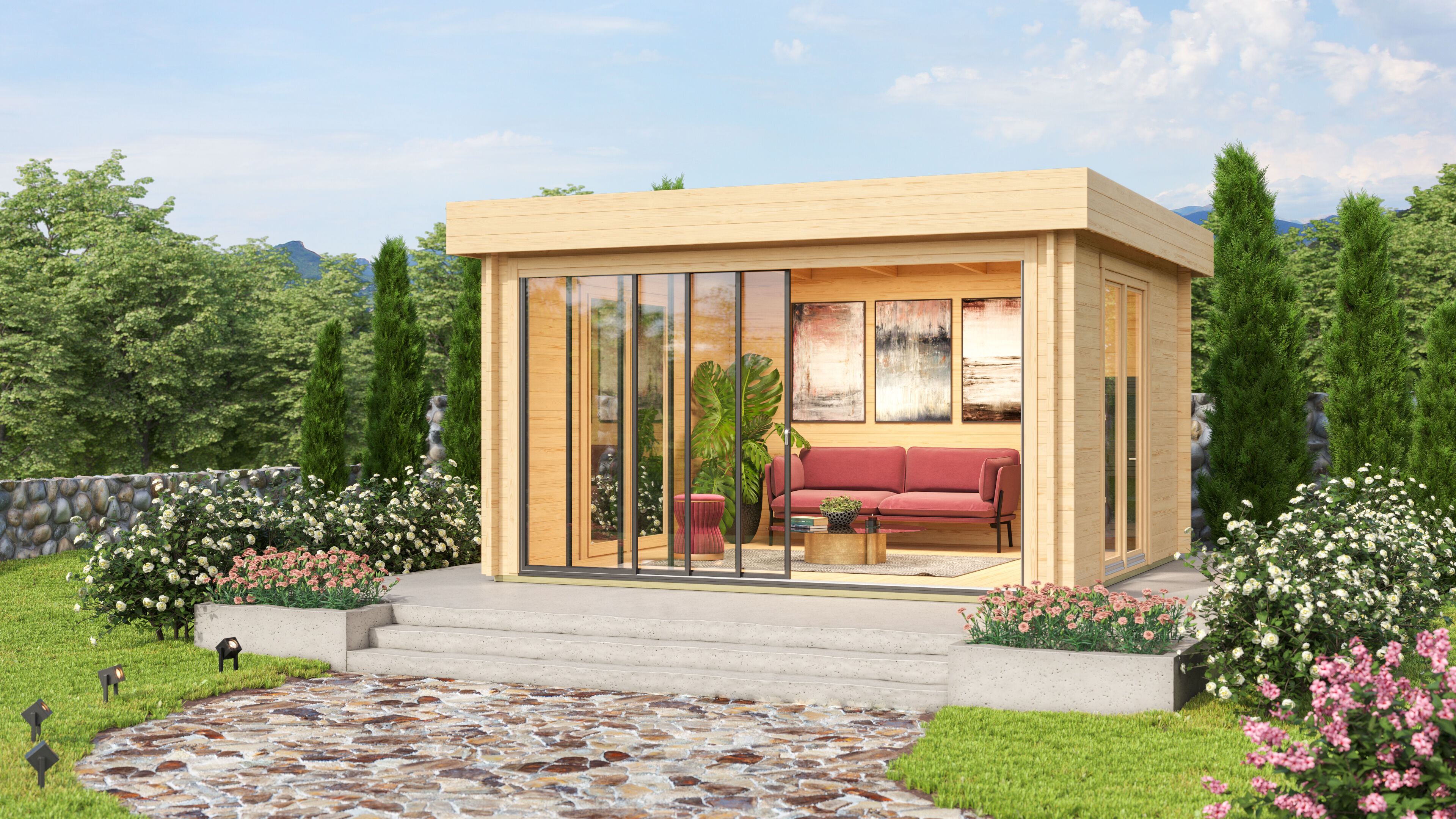 Fjordholz Holzgartenhaus Alu Concept Lounge 44 A | 5x3m