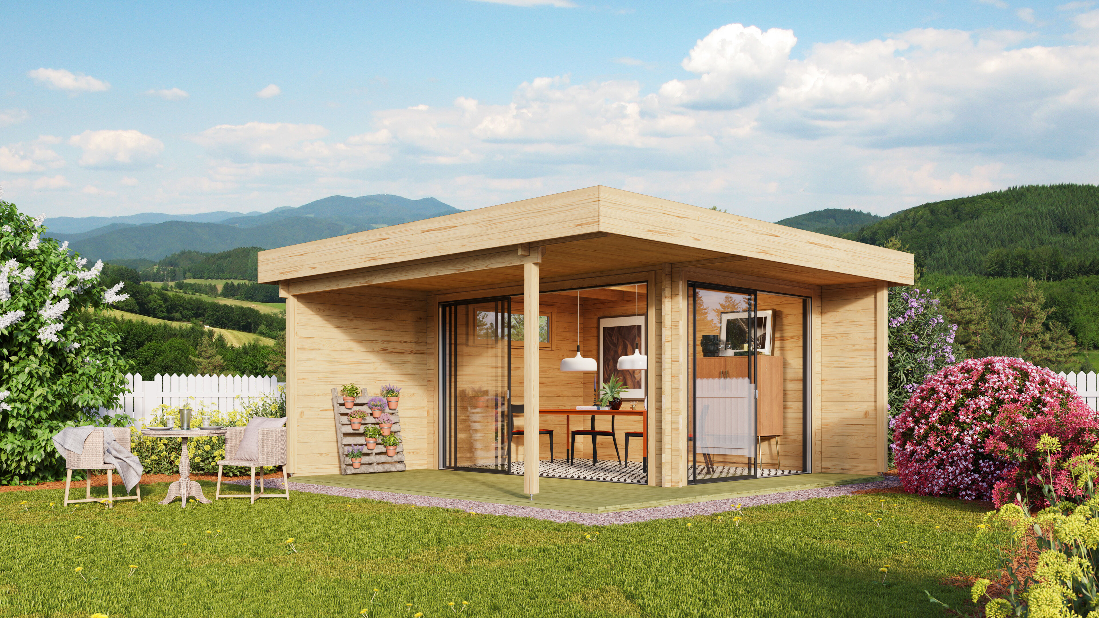 Fjordholz Holzgartenhaus Alu Concept Relax 44 B | 6x4m