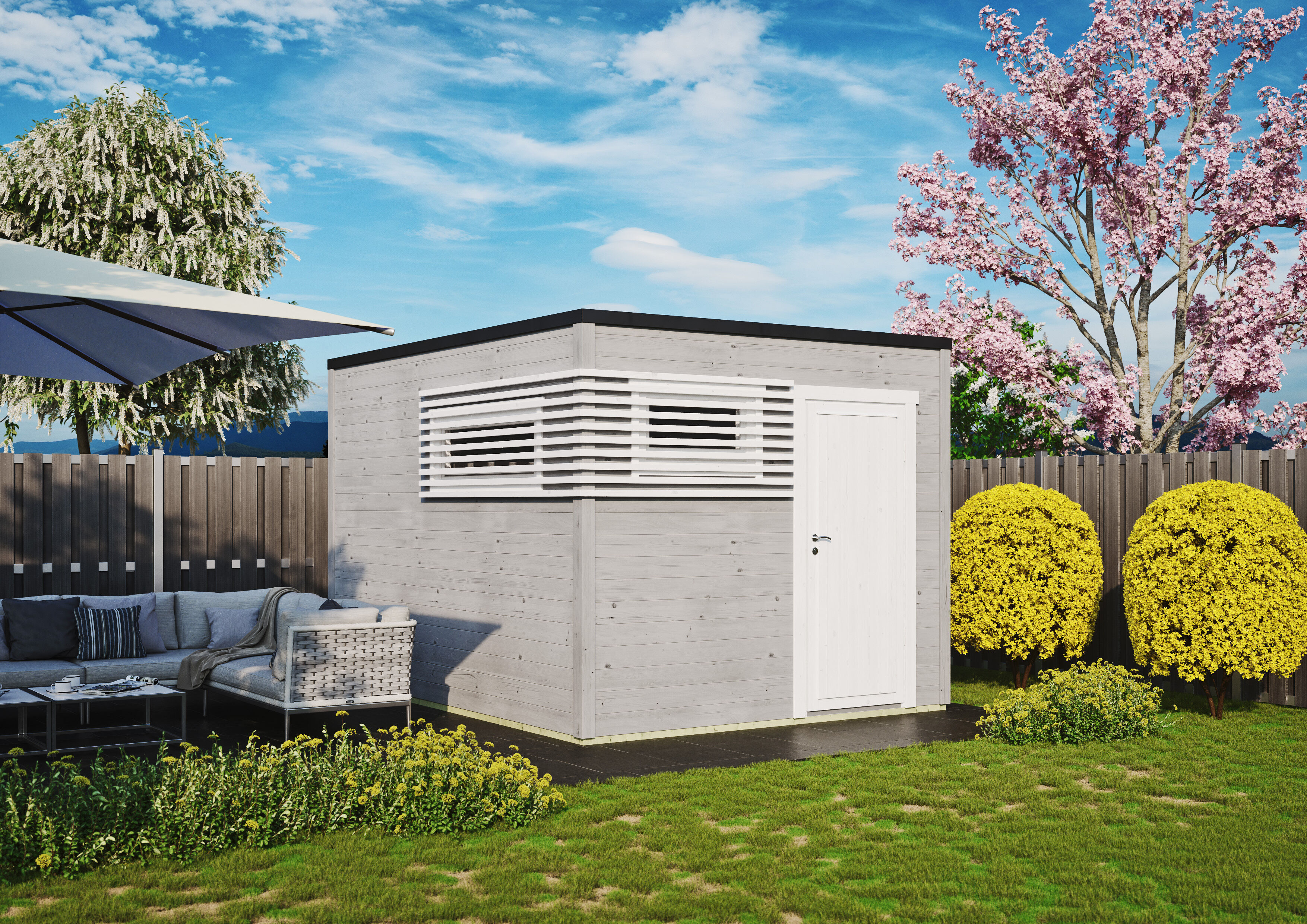 Fjordholz Holzgartenhaus Modell Q-BIC Modern 44 B | 3x3m