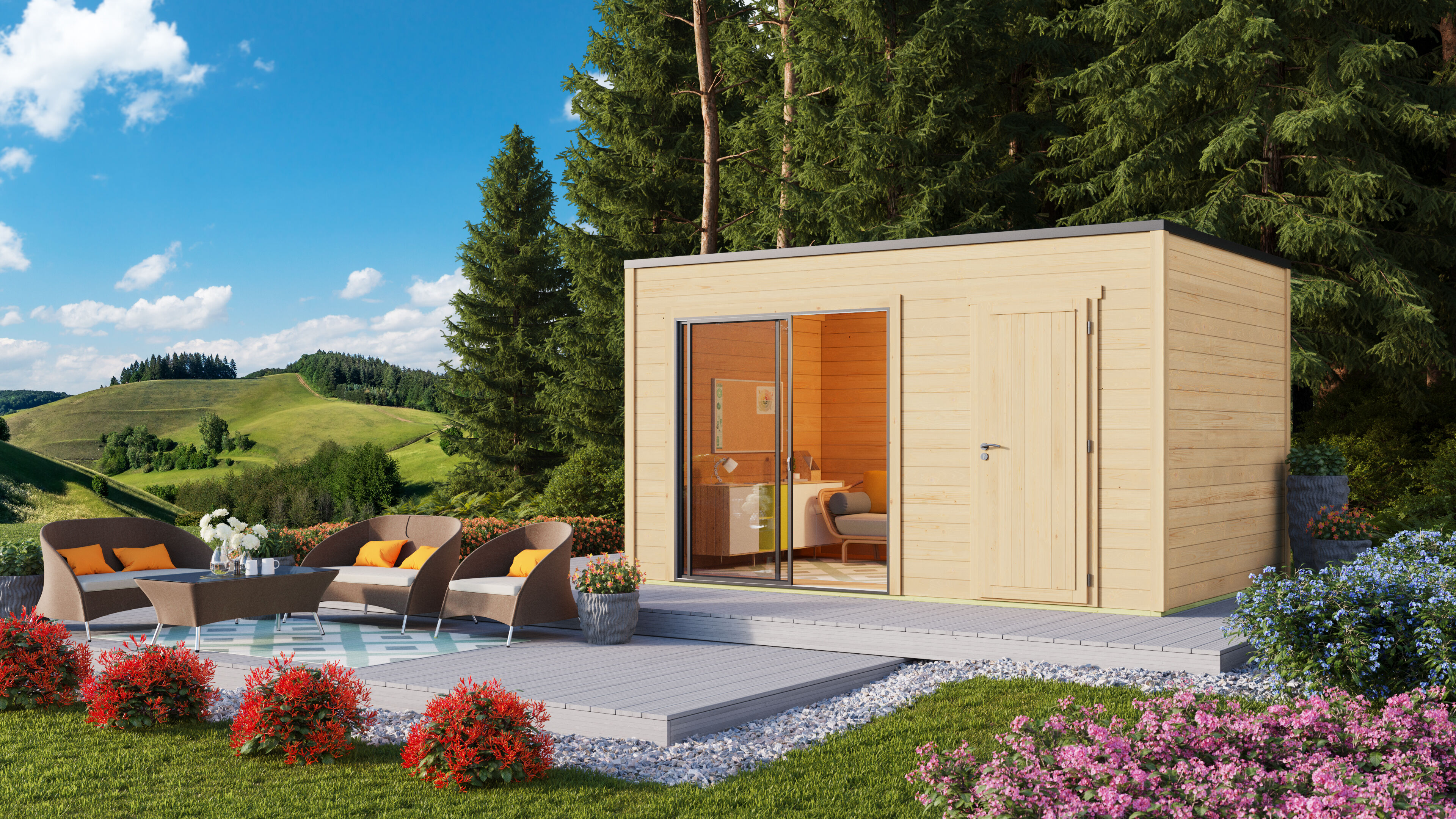 Fjordholz Holzgartenhaus Modell Q-BIC Alu 44 I | 4x3m
