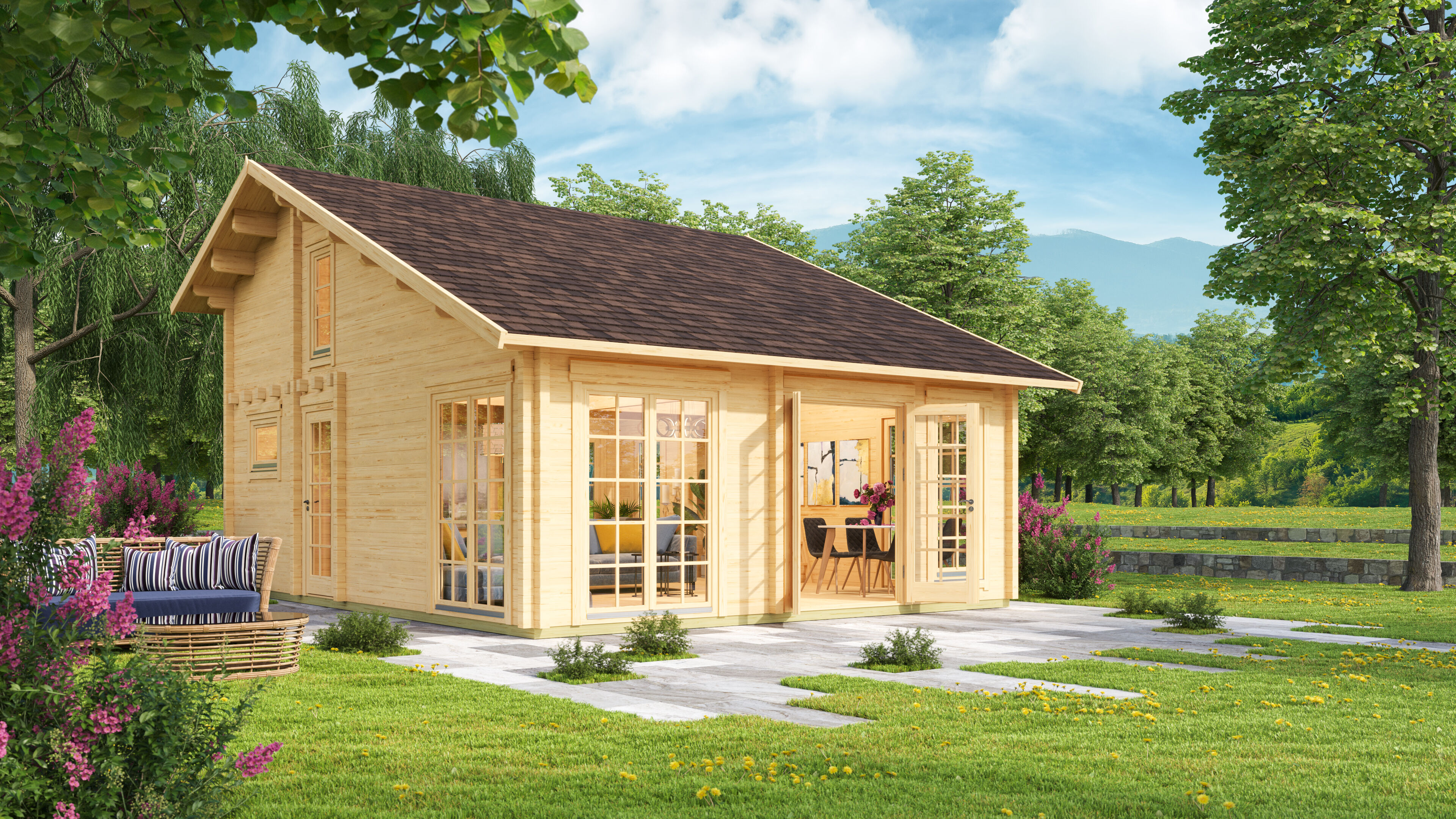 Ferien- und Freizeit Haus Modell List 90 aus Holz | 6x4m